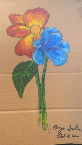 I painted this on a piece of cardboard. Painting really helped keep me sane amidst the stress and anxiety of the week. photo by Ramya Sridhar