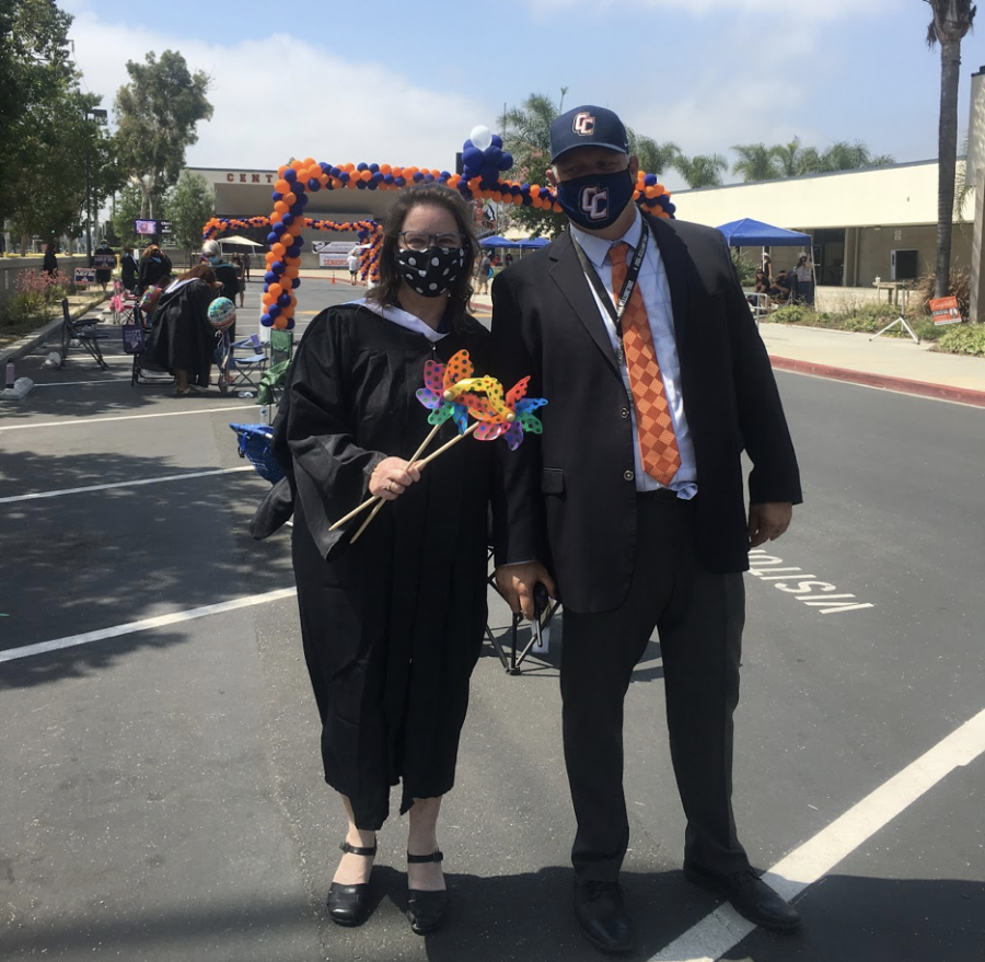 Ms. Takacs and Dr. Hodgson at last years drive through graduation.