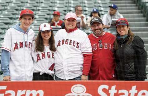 Mrs. Fried with her family on Mothers Day during the Angel game. 