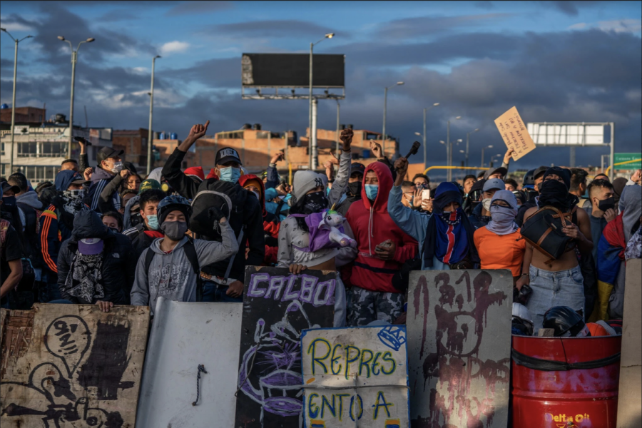 Protestors in Bogota. (photo cred: New York Times)