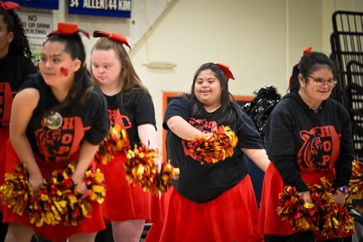 Some schools brought cheerleaders in addition to athletes.