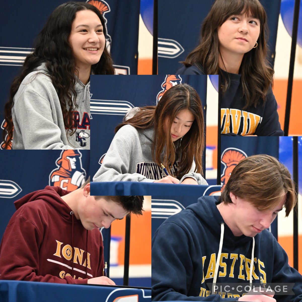 Although Cypress is sad to see them leave they wish all of these athletes well. Isabella Caceres (top left) Katherine Gerbing (top right) Ryan Slevcove (bottom left) Trace Oswald (bottom right) Isabella Chen (middle)