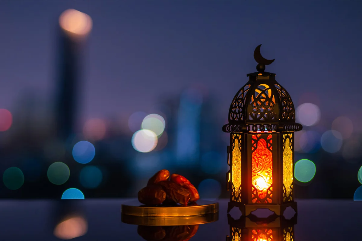 A photo of dates and a lantern.