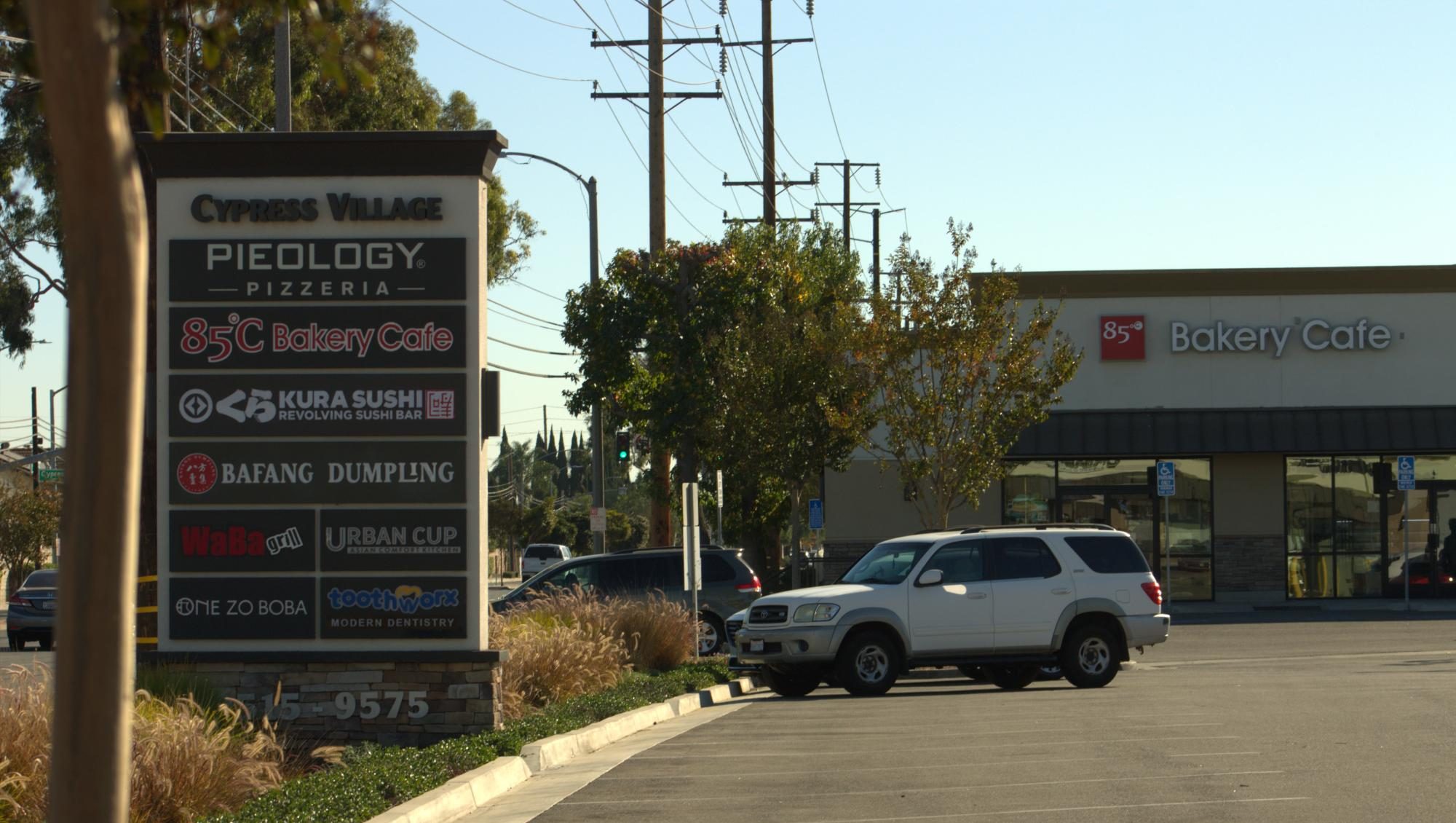 Local businesses including Pieology, Bafang Dumpling, Kura Sushi Revolving Sushi Bar, and 85°C Bakery Café are addressing their complaints regarding the parking lot issues.