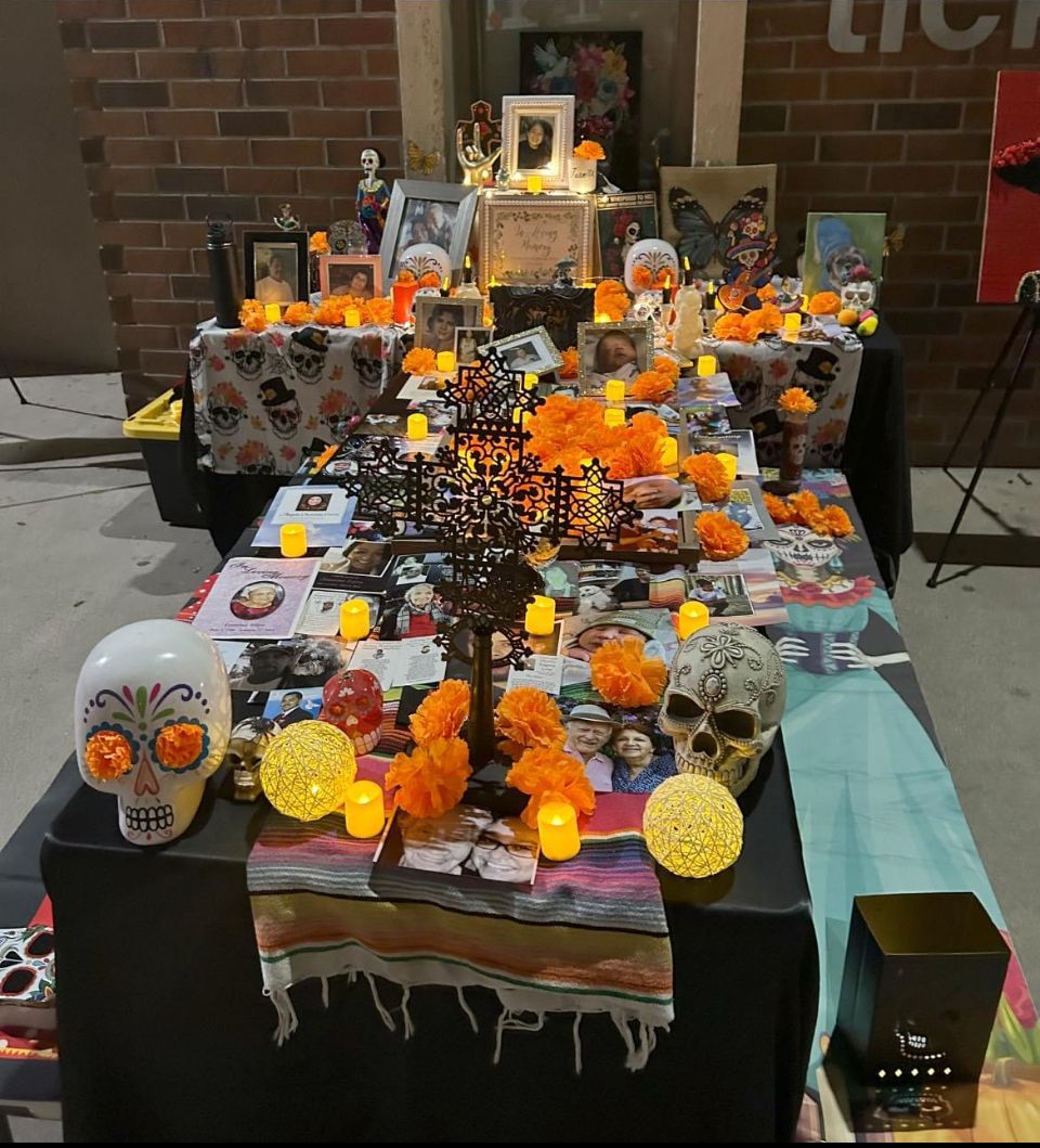 A Día de los Muertos altar honors family members or loved ones.