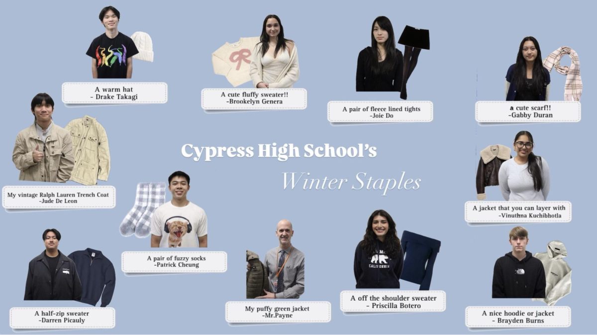 A Collage of Cypress High School Students and Their Winter Essentials. 