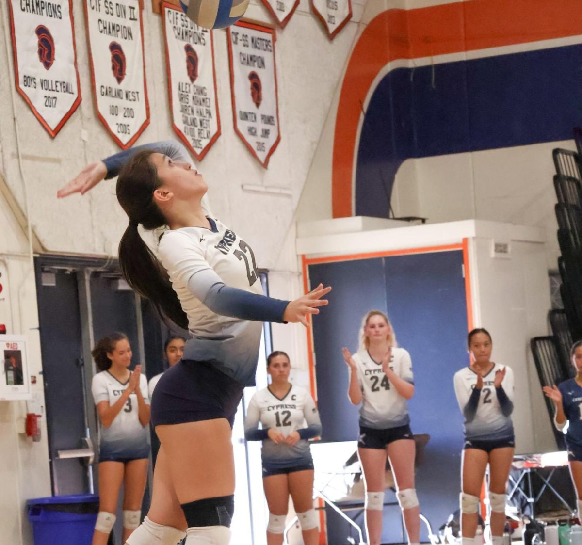 Hannah Schoffstall serving the ball in the game against Canyon High School.