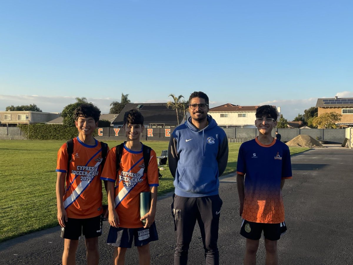 Freshman Boy's Soccer Team, at Cypress High School is practicing for their upcoming game against Anaheim High School on December 2nd.
