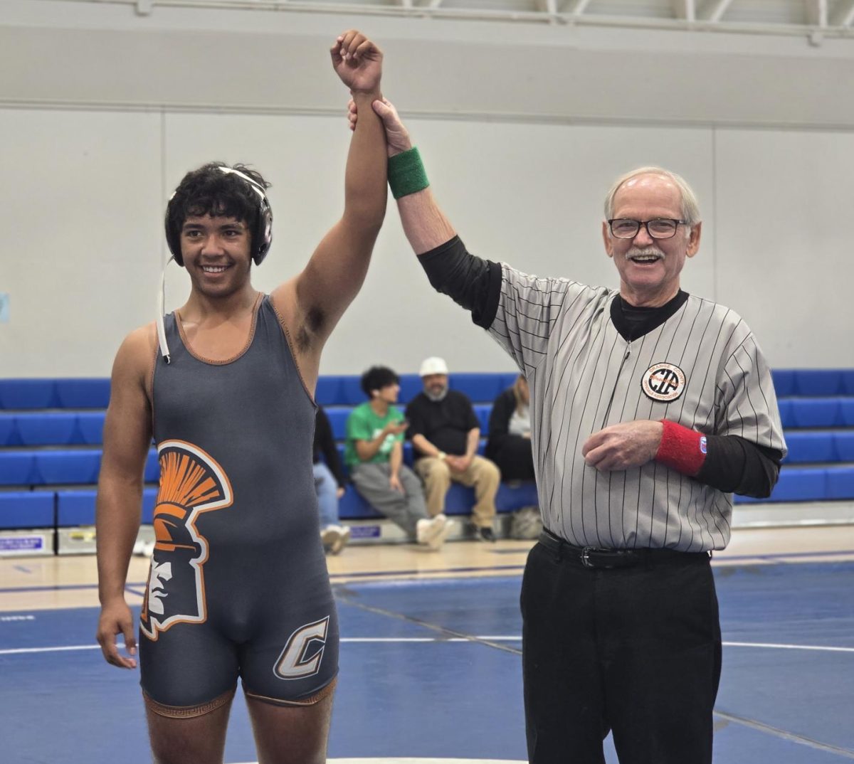The referee declared Sophomore Matthew Depugh the winner in his recent match.