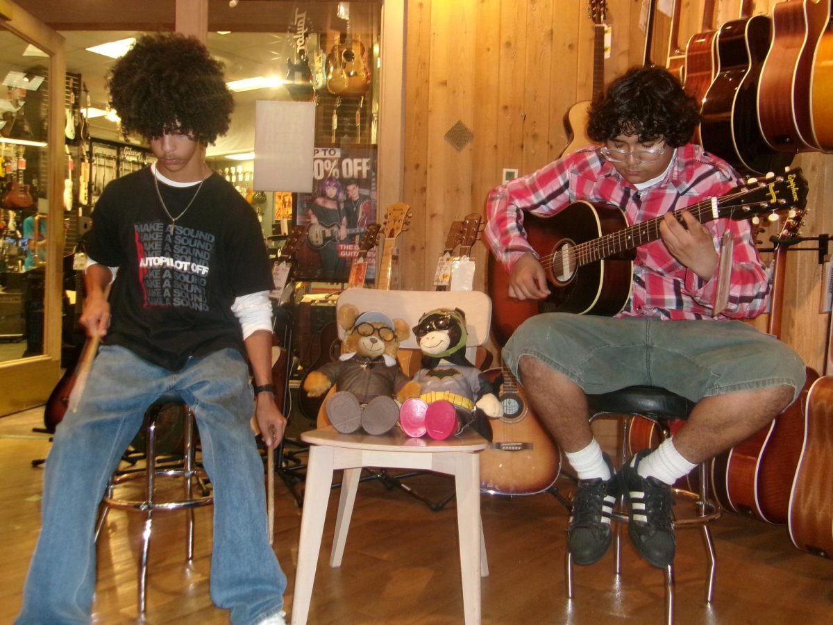 Guitarist Omar Moreno and drummer Ezra Jarvis snuck in a small jam-sesh at their local Guitar Center, playing songs from their own upcoming EP.