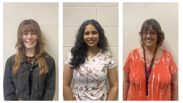 Senior Devan Forester, Senior Vinuthna Kuchibhotla, and Legal Careers teacher Ms. Brief stand in support of equality in recognition of International Women’s Day.
